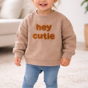 Kids Tan Sweatshirt - Hey Cutie